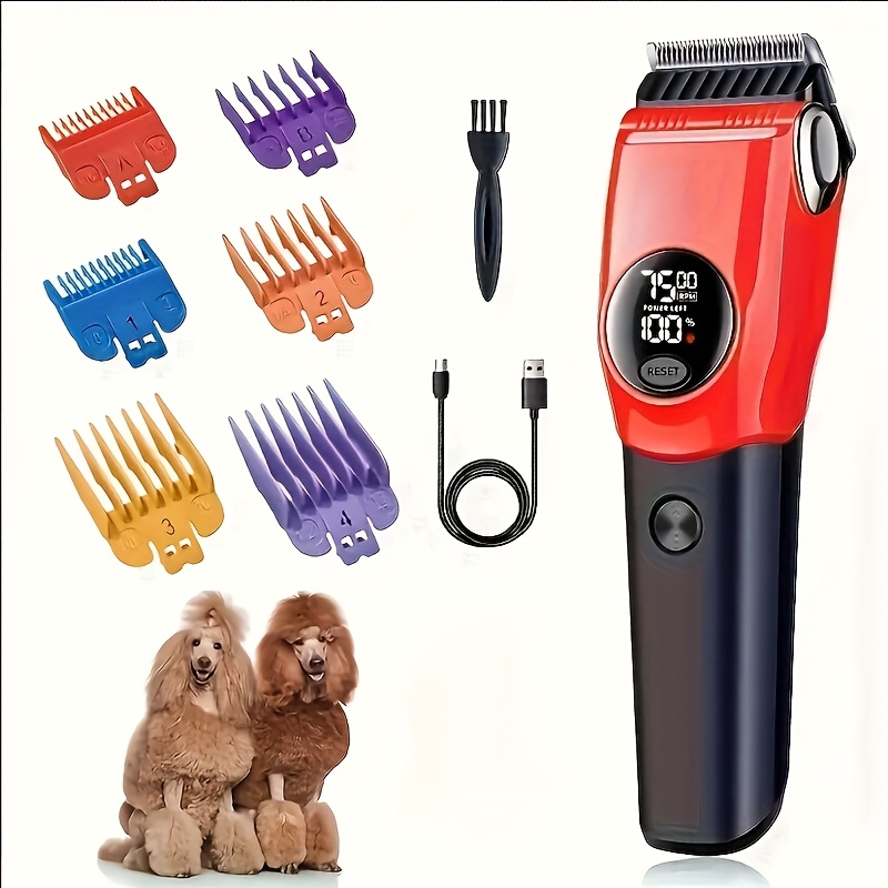 TEMU 1 Professional Dog Hair Clipper Rechargeable Pet Trimmer Cat Shaver Pet Grooming Clipper Different Card Combs Can Precise Grooming And Styling