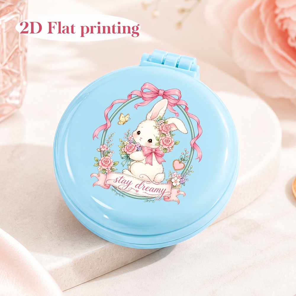 TEMU 1 pièce Peigne à cheveux et 2-en-1 pliable avec nœud rose et lapin, adapté pour , coiffeuse de poche portable avec dents de peigne de massage