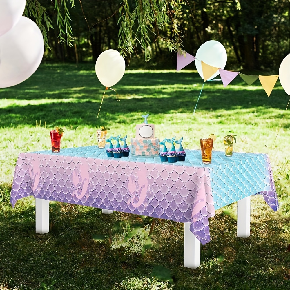 3pcs, Mermaid Birthday Party Tablecloth Mermaid Party Decorations  Disposable Plastic Table Cover For Girls Princess Under The Sea Baby Shower  Themed B