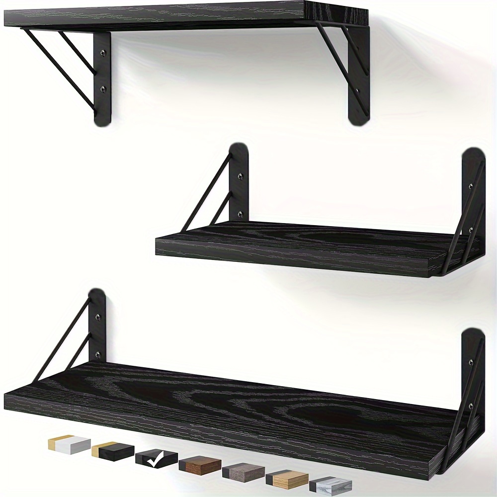 

3pcs Wood Floating Shelves Set - Mounted For Books, Plants & - For , Bathroom, Decor -