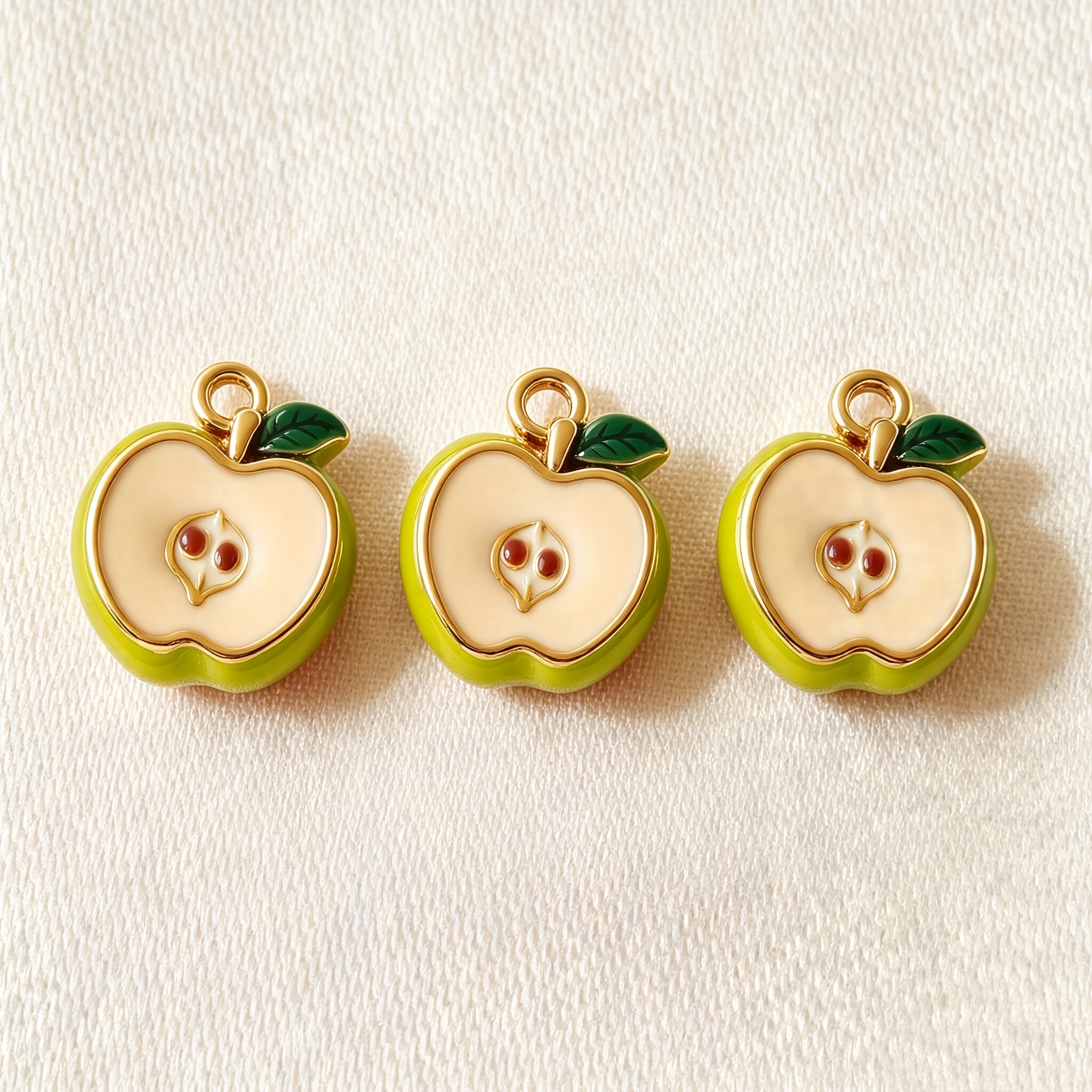 TEMU 3 piezas Verde con Colgante Dorado Anillo Integrado Fácil Versátil Fruta Accesorio Exquisito Traje Individual Joyería Unisex Uso Diario Joyería