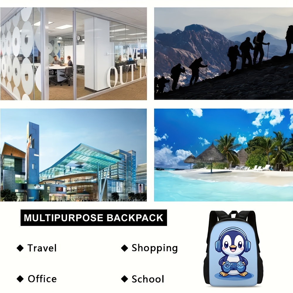 One Smiling Penguin-Themed Gaming Backpack, Featuring Adjustable Straps And Ample Storage, Perfect for Travel And Everyday Use., For Teenager