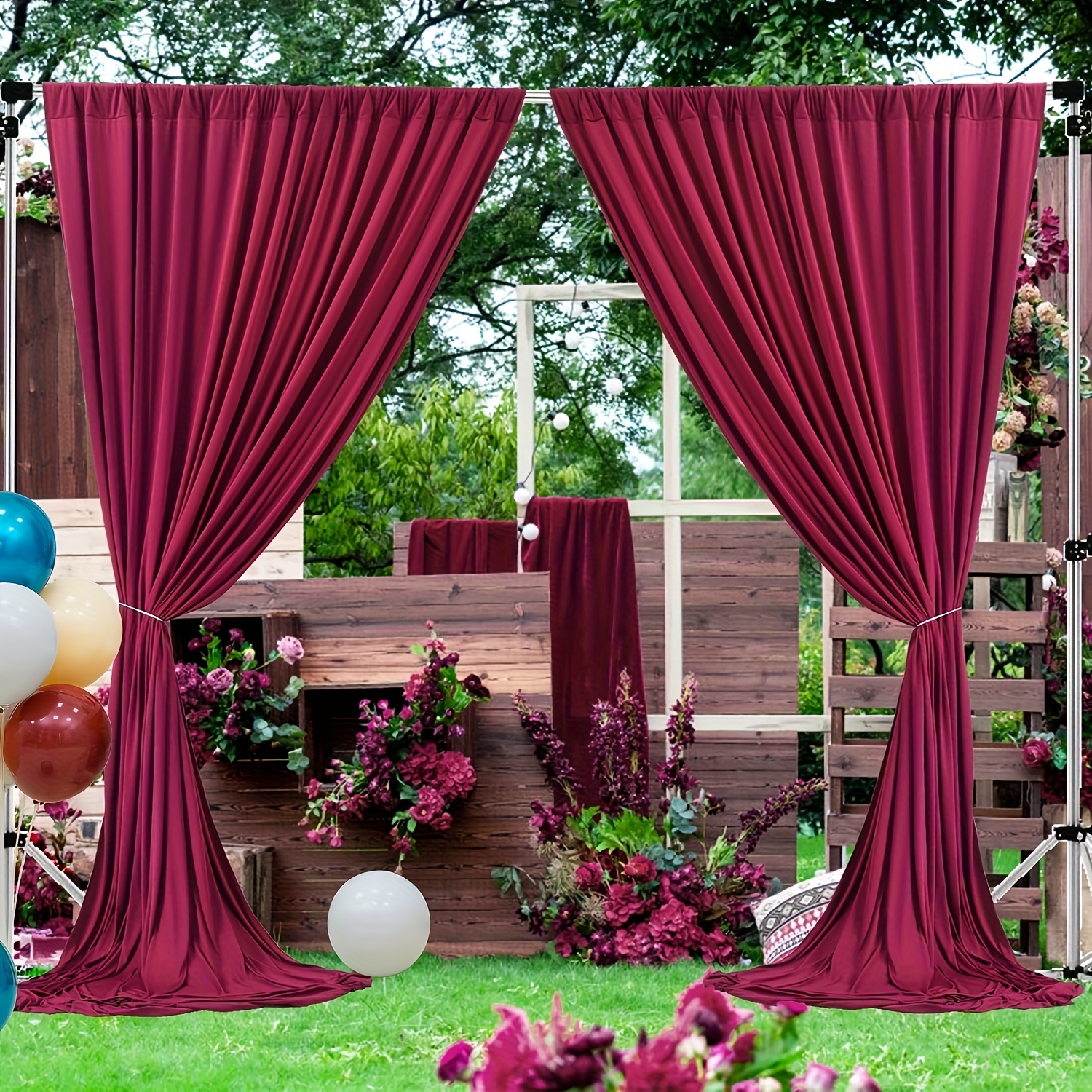 E-shop 2D Flat - 2D Flat - 1er Pack, 2D Flat, Klassische Weinrot Polyester Hintergrund, 61 X 118 Zoll - Elegantes Satin Stoff 1 Stück 5X10Ft