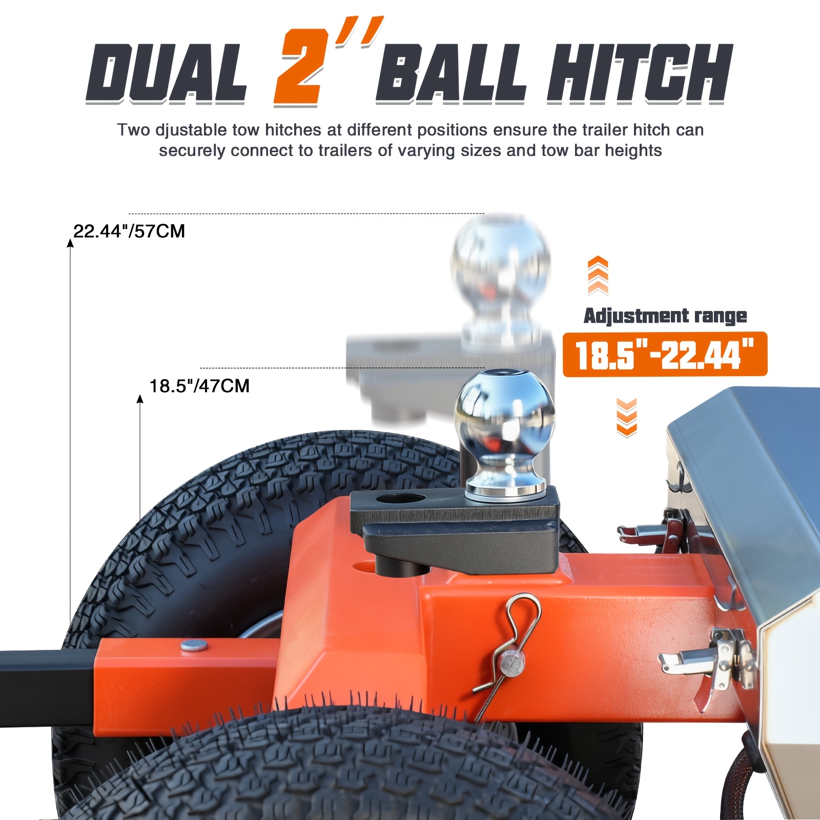 trailer trolley 6 wheels   7500   all terrain wheels adjustable speed reverse drive brake 2 inch 4 inch ball hitch installation suitable for moving rvs car trailers campers Product details 3