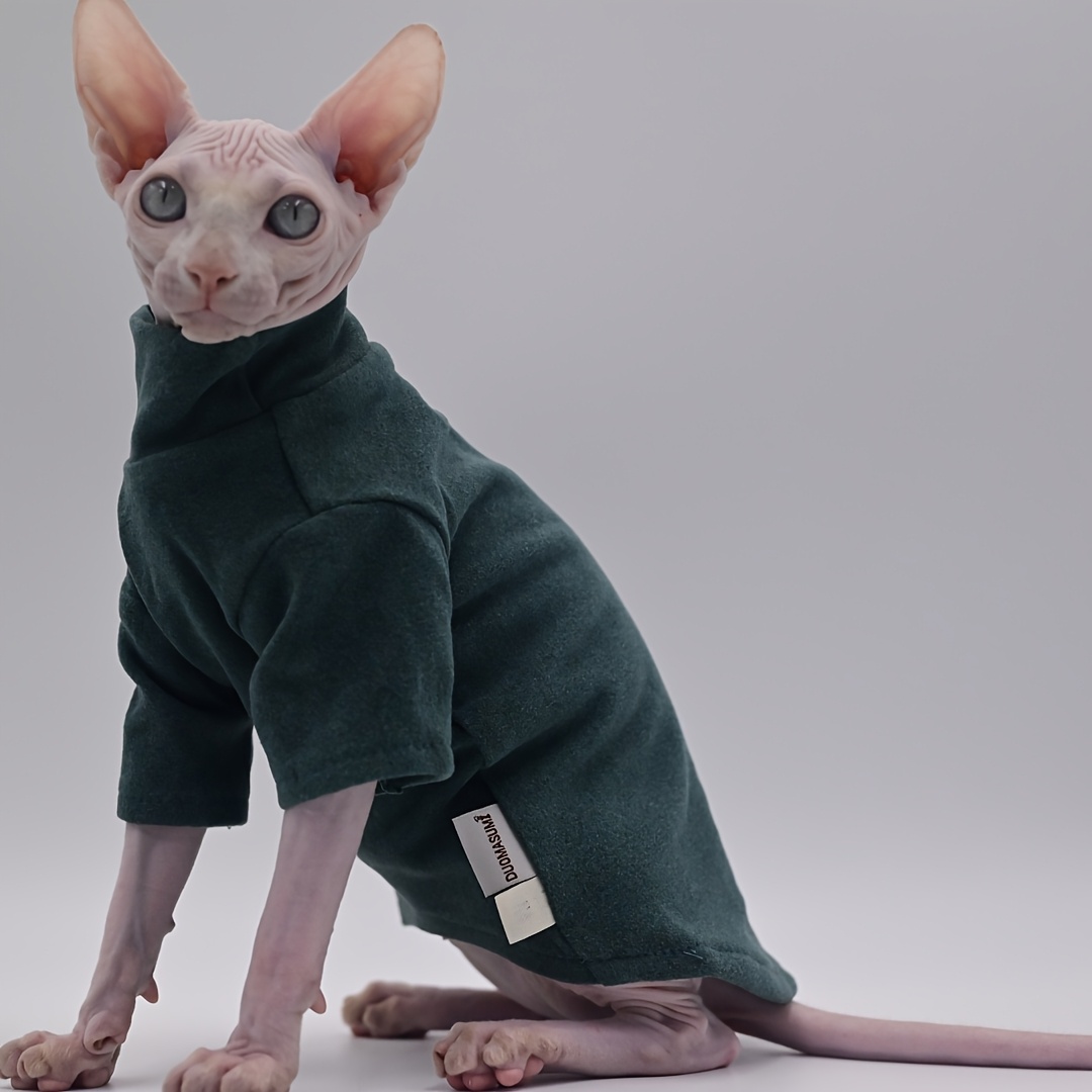 TEMU Fuzzy Cat Fleece Sweater - Warm, Comfortable, Stretchy - Suitable For Sphynx, German Shorthair, , Kittens And More