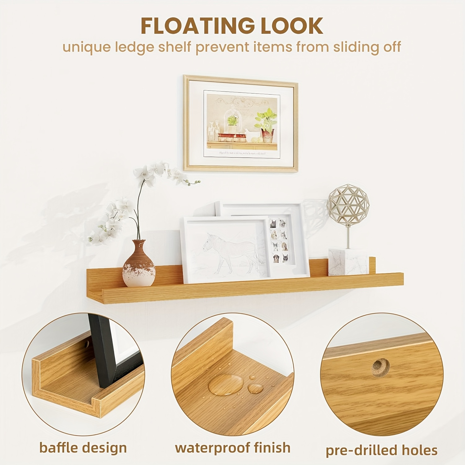 2pcs Small Wall Mounted Floating Racks for Picture Display