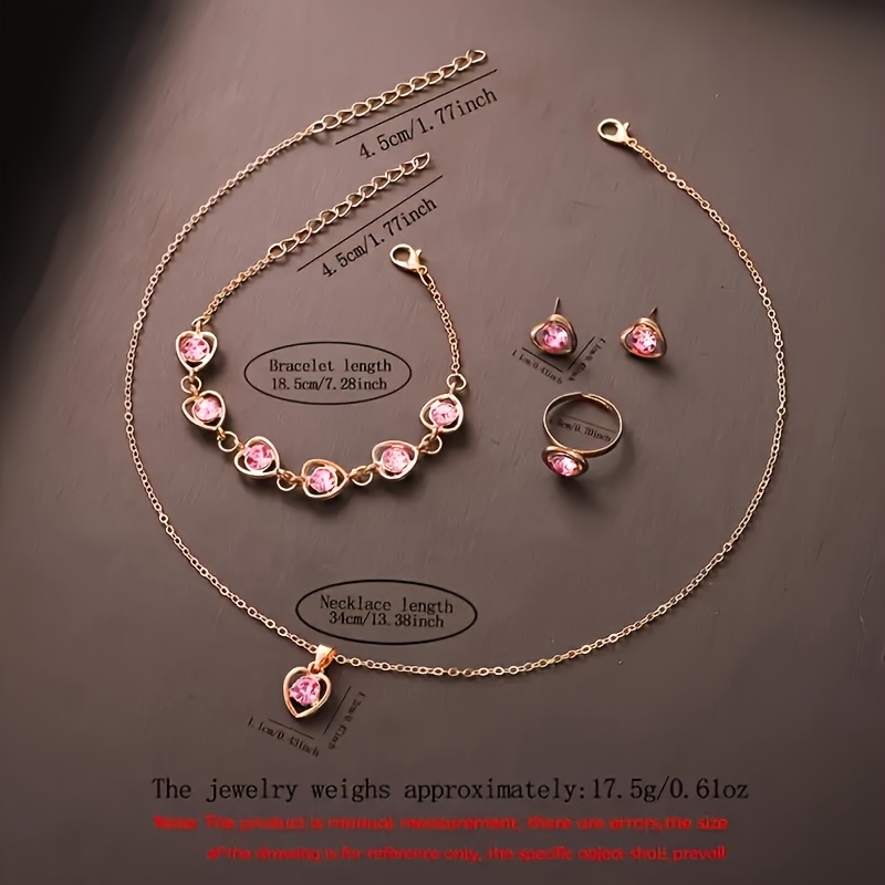 Juego de 6 piezas de reloj electrónico, collar, aretes y anillo rosa exquisito, elegante y de moda para adolescentes, niños y niñas. La elección perfecta para regalo de cumpleaños de un amigo, novia/novio, viaje, vacaciones, temporada de graduación, Halloween y Día de San Valentín