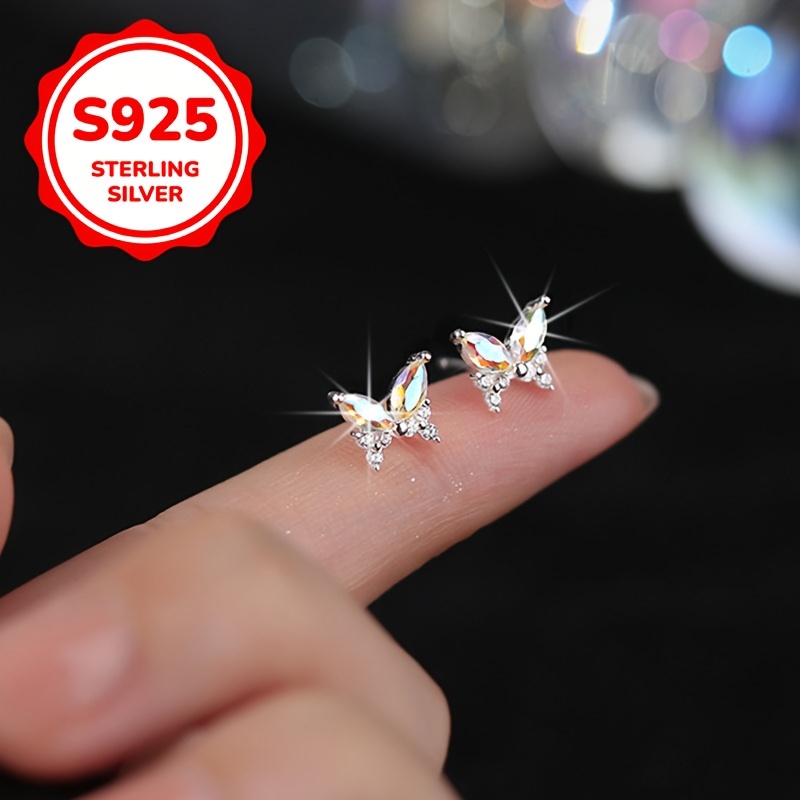 Butterfly S925 Silver Earrings Low Sensitivity 0.9g