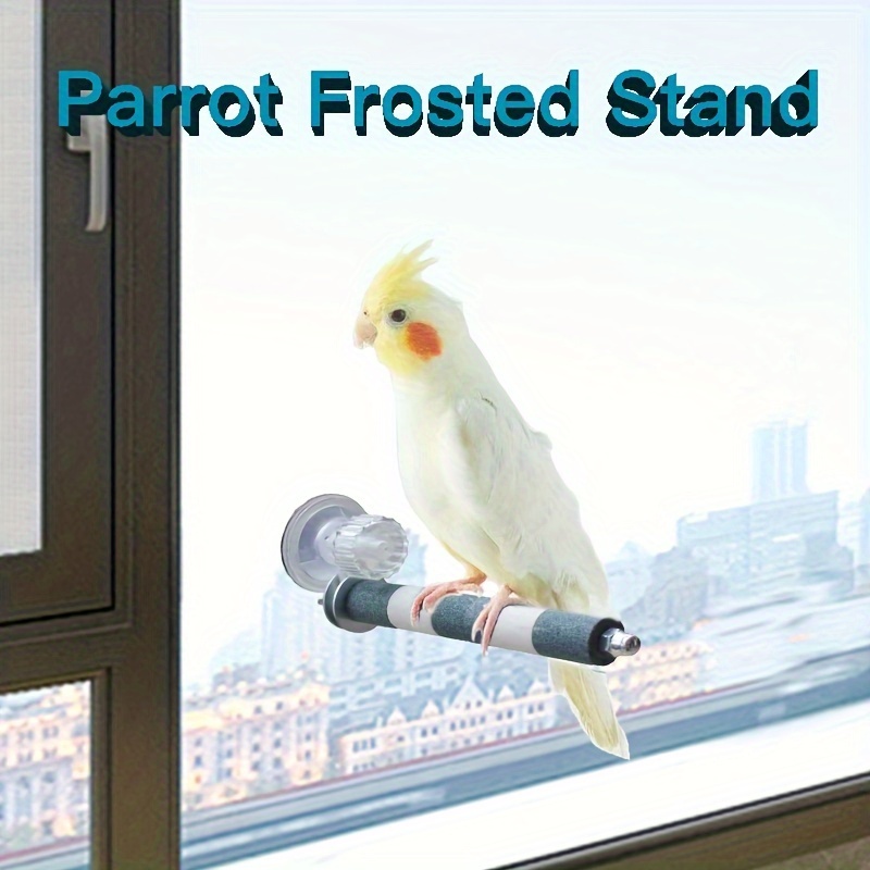 

Parrot Perch Stand With Suction Cup - Eva Frosted Stone For Birds, Ideal For Cockatiels & Parakeets, Non-electric, Glass & Tile Compatible Bird Cage Accessories Bird Perch