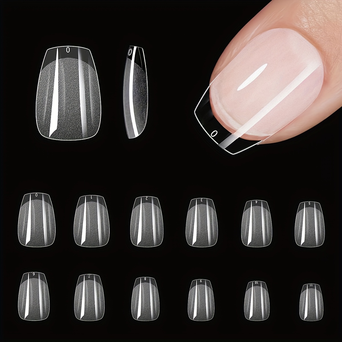 TEMU 330pcs Short T-shaped Semi-matte False Nails Full-coverage Gel Transparent False Nails For Beginners Of Home Diy Nail Art
