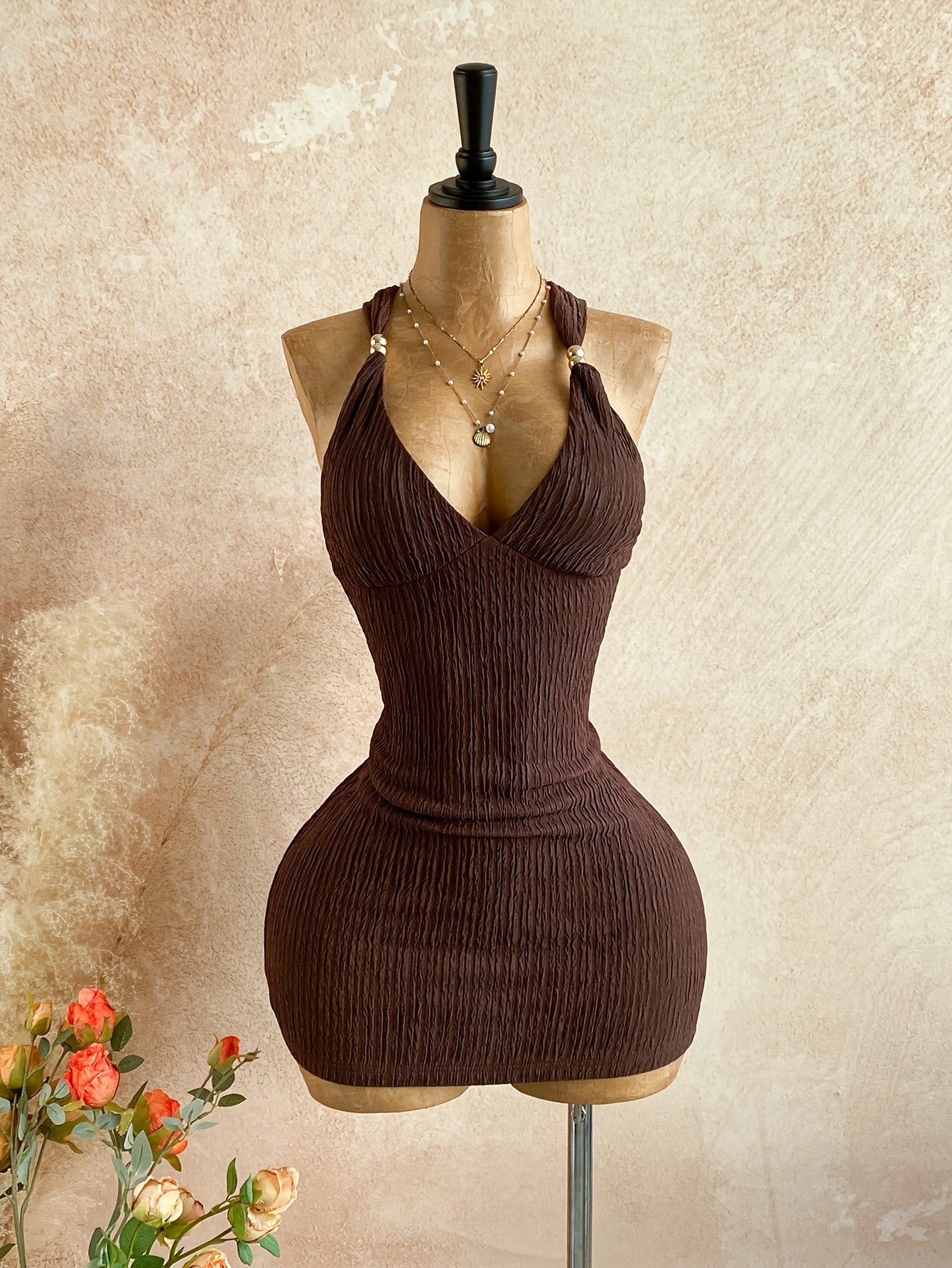 brown dress sold on Temu United States