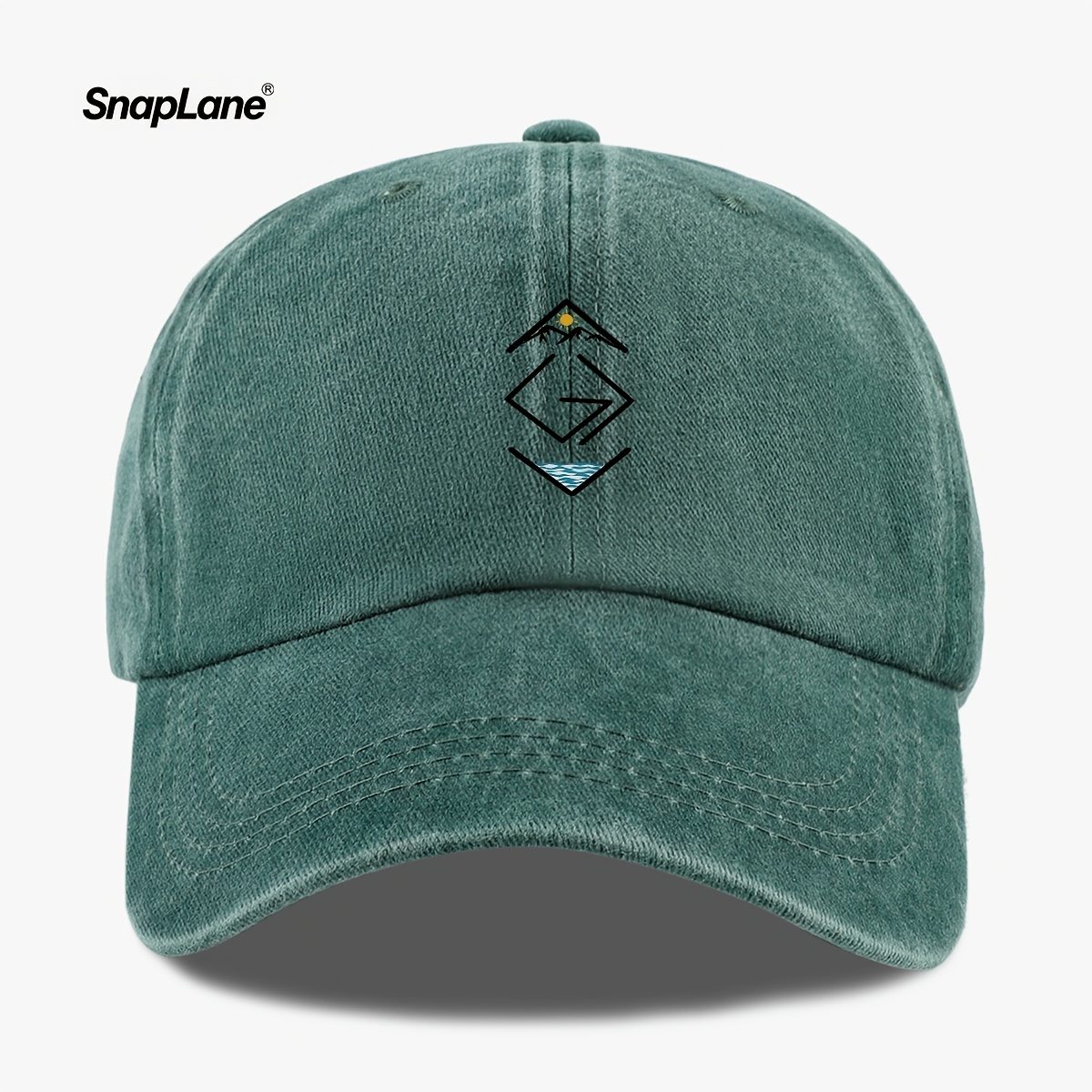 TEMU 1pc Mountain And Sun Pattern Print Baseball Cap, Face- Hat, Beach Vacation Hat, Unisex, Street Style, In Black, Gray, Khaki, Wine Red, And Other