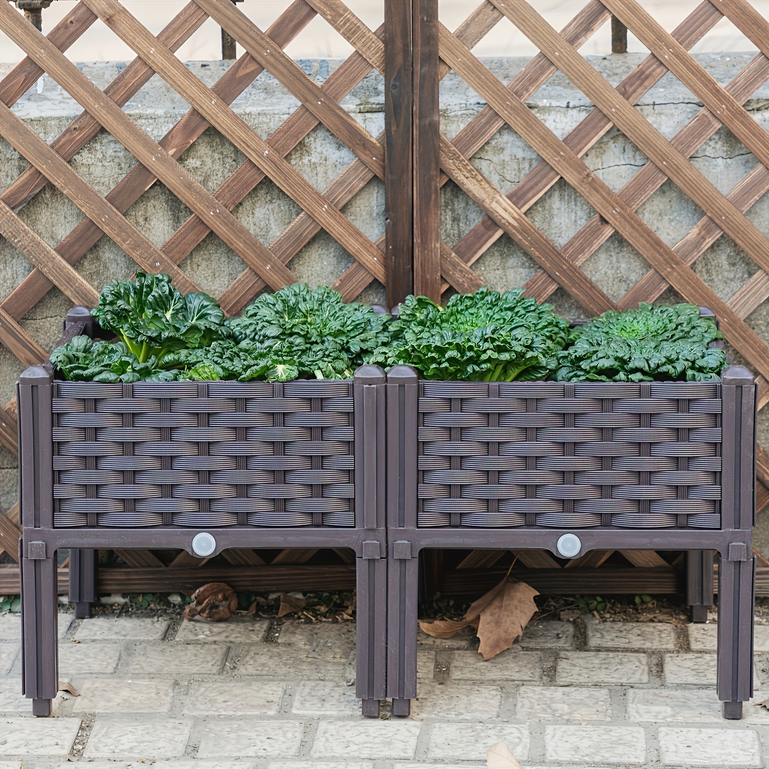 Kit de jardin surélevé à double compartiment - Plastique durable, résistant aux intempéries, boîte de plantation rectangulaire pour cour, jardin, patio - Comprend plusieurs composants pour une installation facile, lits de jardin surélevés