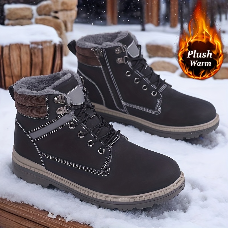TEMU Men's Boots, Winter Boots, Mid-calf Boots, Men's Snow Boots, Men's Big & Tall Snow Boots, Winter Outdoor Snow Boots, Men's Shoes, Thick Warm