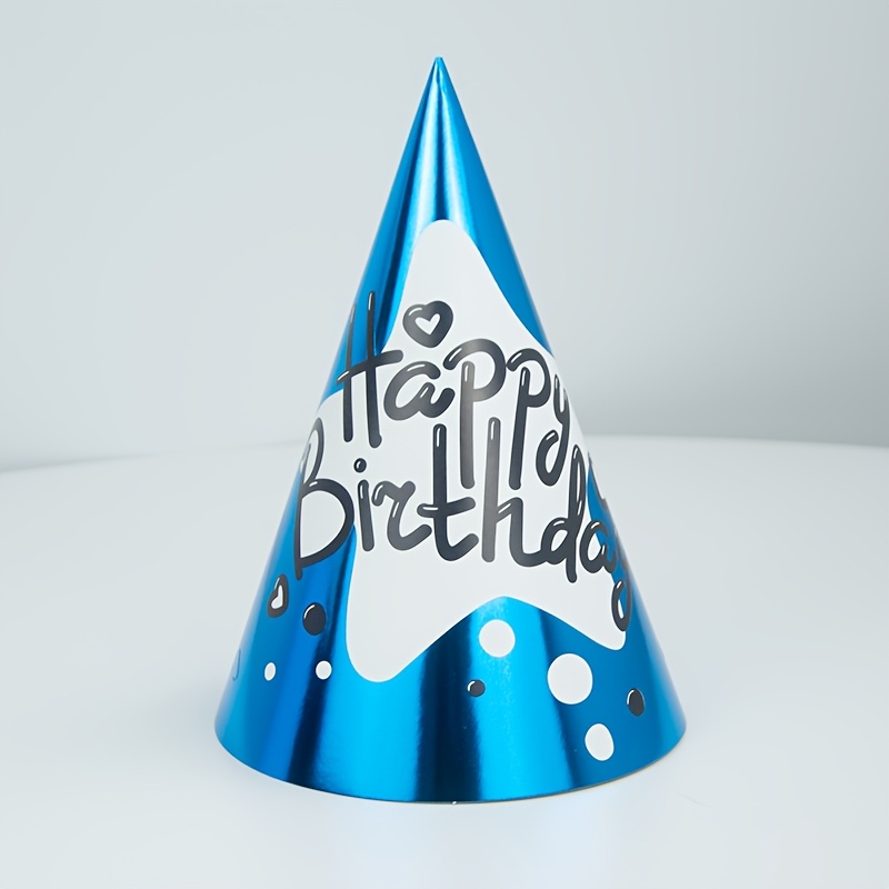 TEMU 12pcs Metallic Birthday For Party Hats, Happy Birthday Printed Cone Hats For Party Decoration I Halloween I Navidad