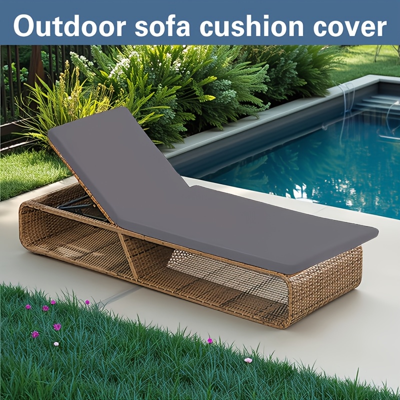 TEMU 1 pièce Housse extensible en tissu de fibre Y pour chaise longue de jardin, Housse de coussin pour chaise longue de jardin, Protège-coussin