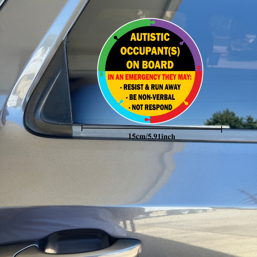 TEMU Autistic Child Lives Here Autistic Occupants On Board Vinyl Sticker - 6"x6" Autism Awareness Safety Decal For Emergency Special Needs Sign Warning Home Window Door Decal, , Cartoon Design