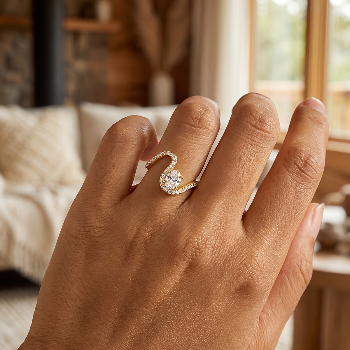 Luxury Exquisite Egg-shaped Rings Wave Promise