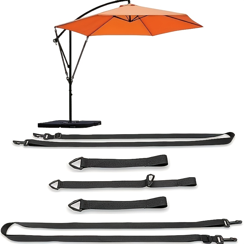 5-pack Large Outdoor Umbrella Fixing Straps, Windproof Fastening Belts, Adjustable Black Cantilever Parasol Wind Locks For Patio & Garden