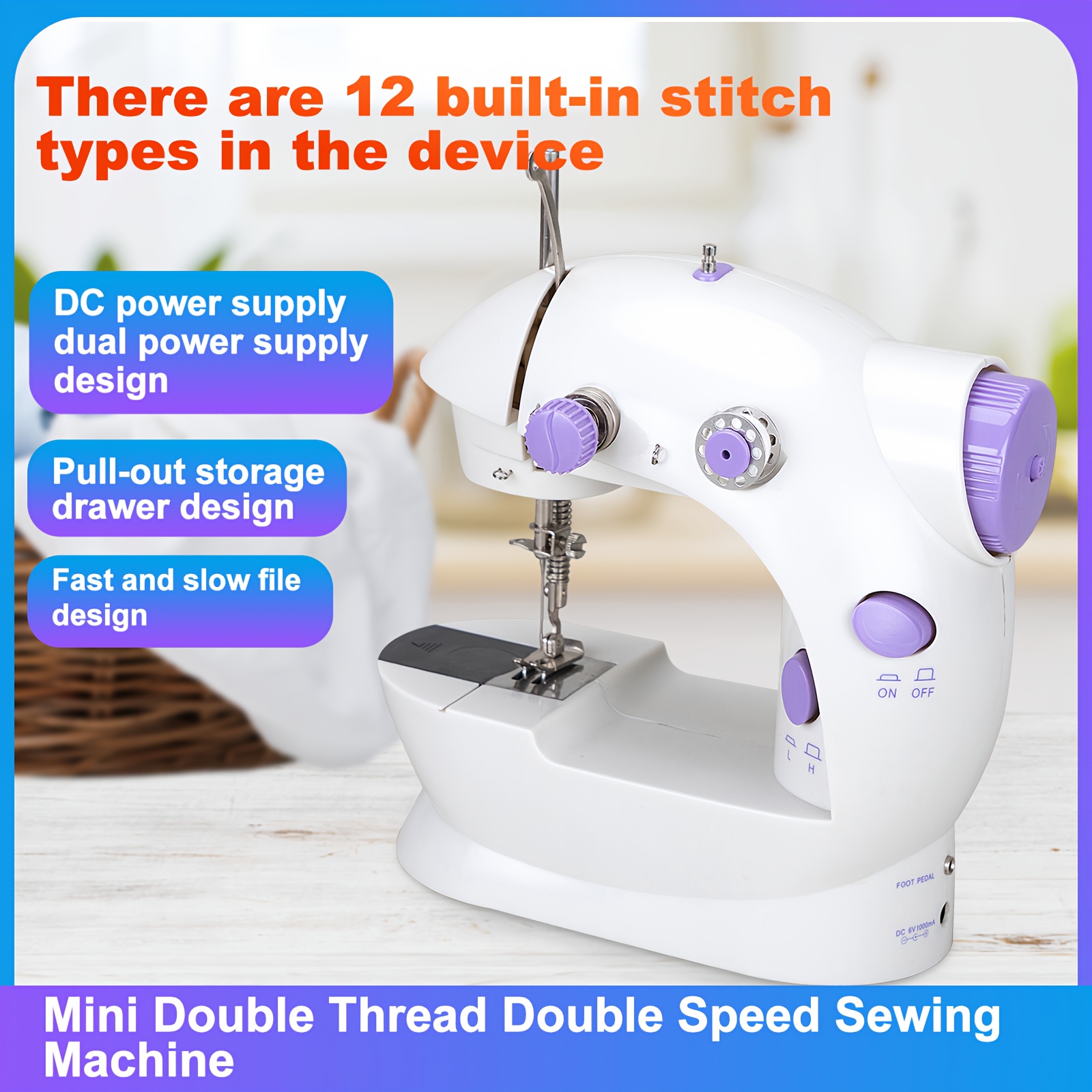 TEMU Mini Sewing Machine, Household Sewing Machine Electric Mini Sewing Machine With Foot Pedal For Beginners Automatic Portable Sewing Kit, Home