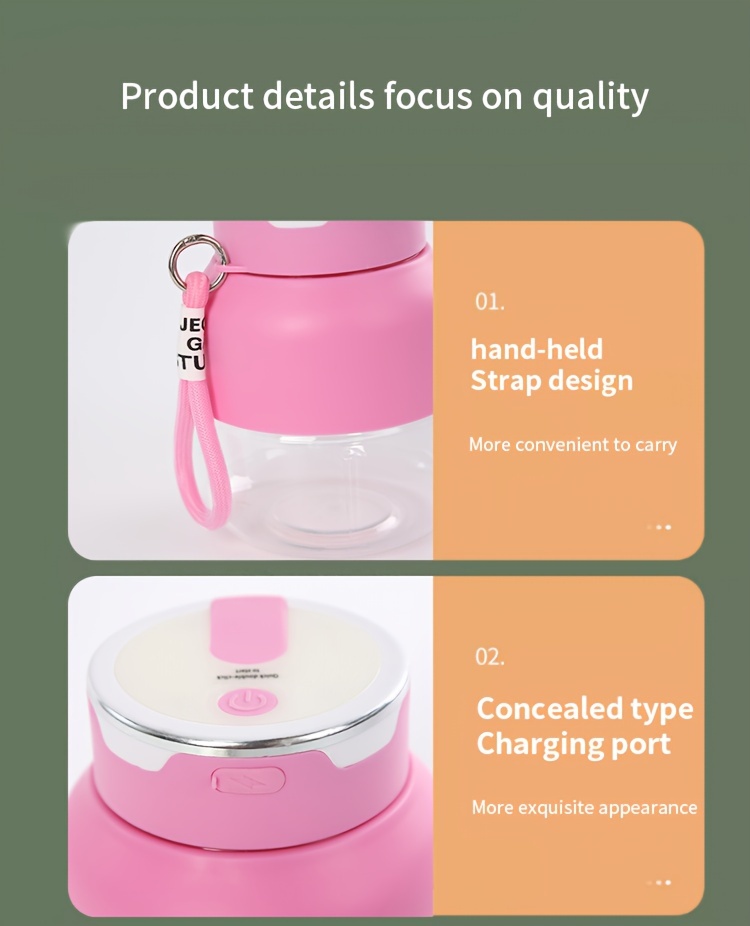 portable mini juicer cup with usb charging 1300mah rechargeable battery multi   squeezer for   details 17