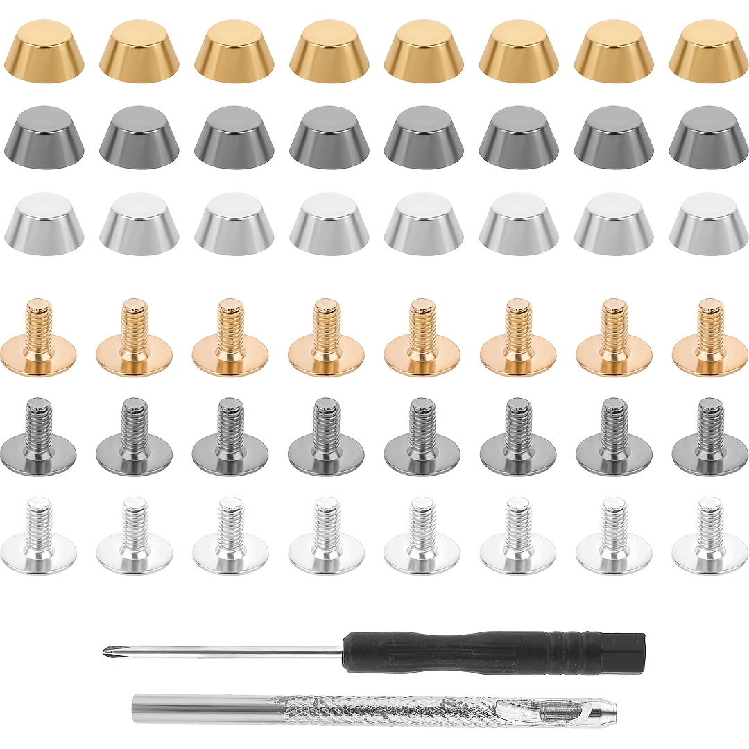 Image of 26pcs Handbag Purse Feet Handbag Feet Brass Studs Screw-back Feet Stud Metal Studs Rivet Leather Craft Diy For Diy Purse Handbag Leather Craft