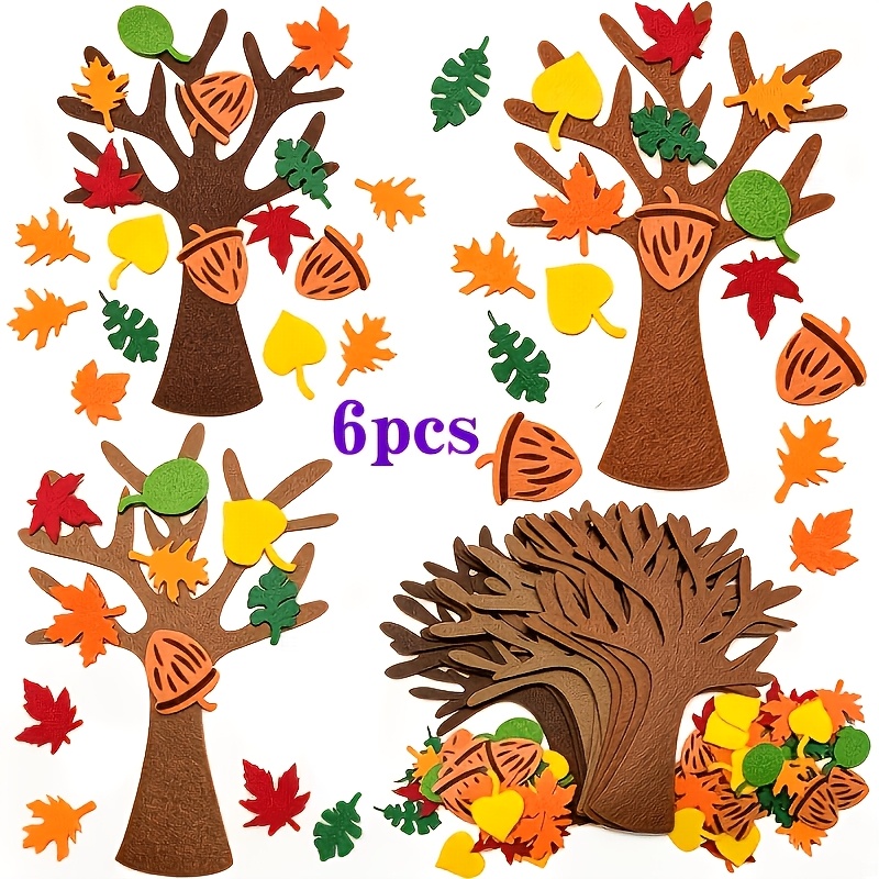 TEMU 6pcs Thanksgiving, Halloween, Christmas Autumn/winter Tree-shaped Ornaments And Hanging Accessories, Suitable For Thanksgiving, Halloween,