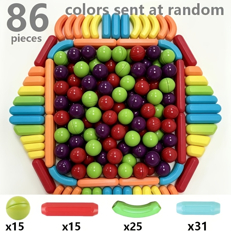 Image of Kids Building Blocks Set With Suction Sticks, & Intellectual Suction Stick Interlocking Building Blocks Toy Puzzle Game Colors Sent