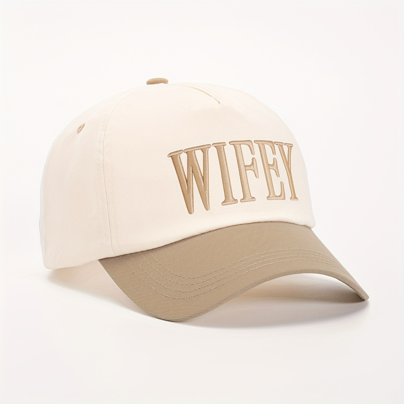 TEMU 1 Casquette de baseball brodée "WIFEY" à color-block, Casquette de unisexe, Casquette de respirante et réglable, Chapeau à visière incurvée mode