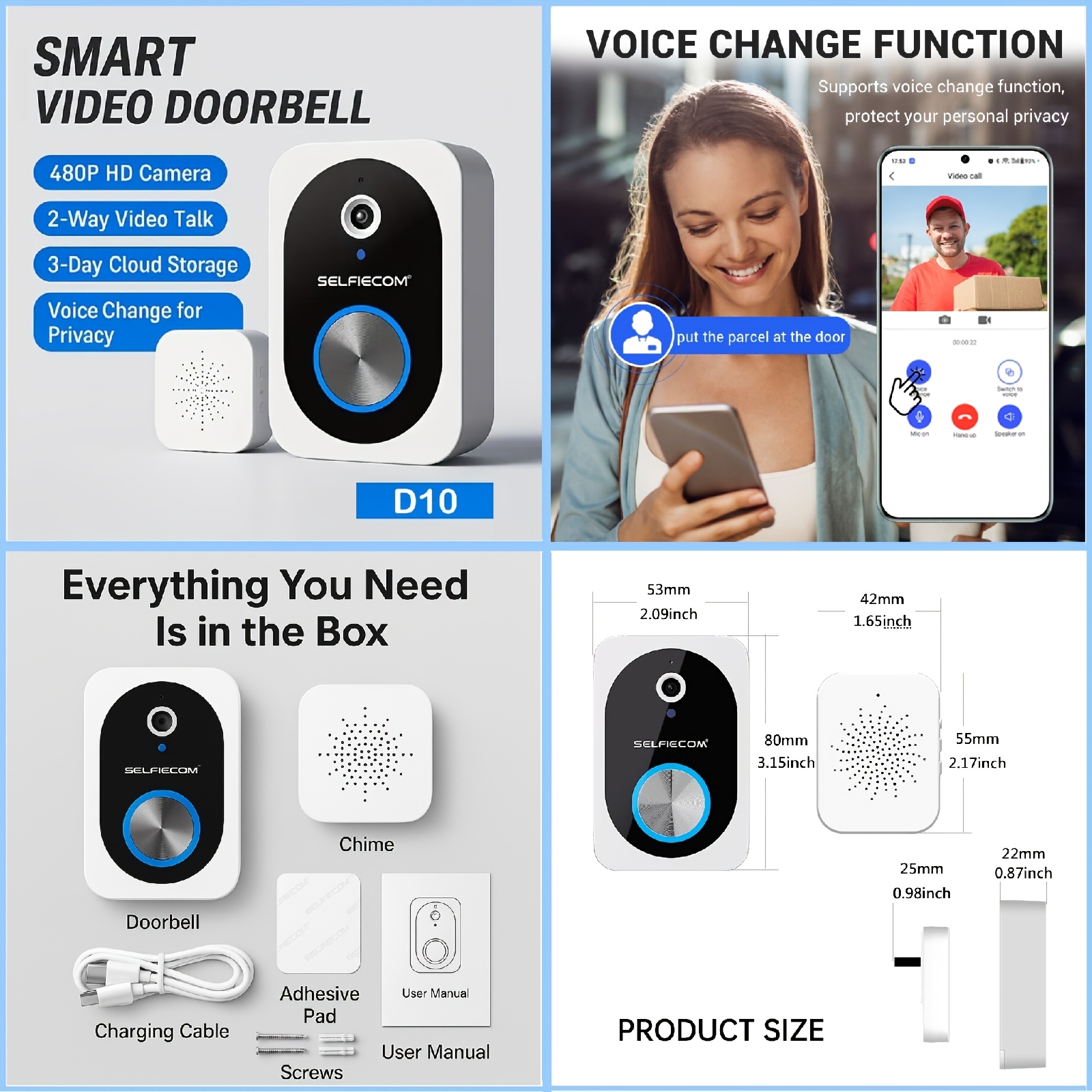 TEMU Special ! Smart Wireless Video Doorbell, Display Screen And Chime . Check The Sku Images And Choose According To Your Needs. 2-way Intercom,