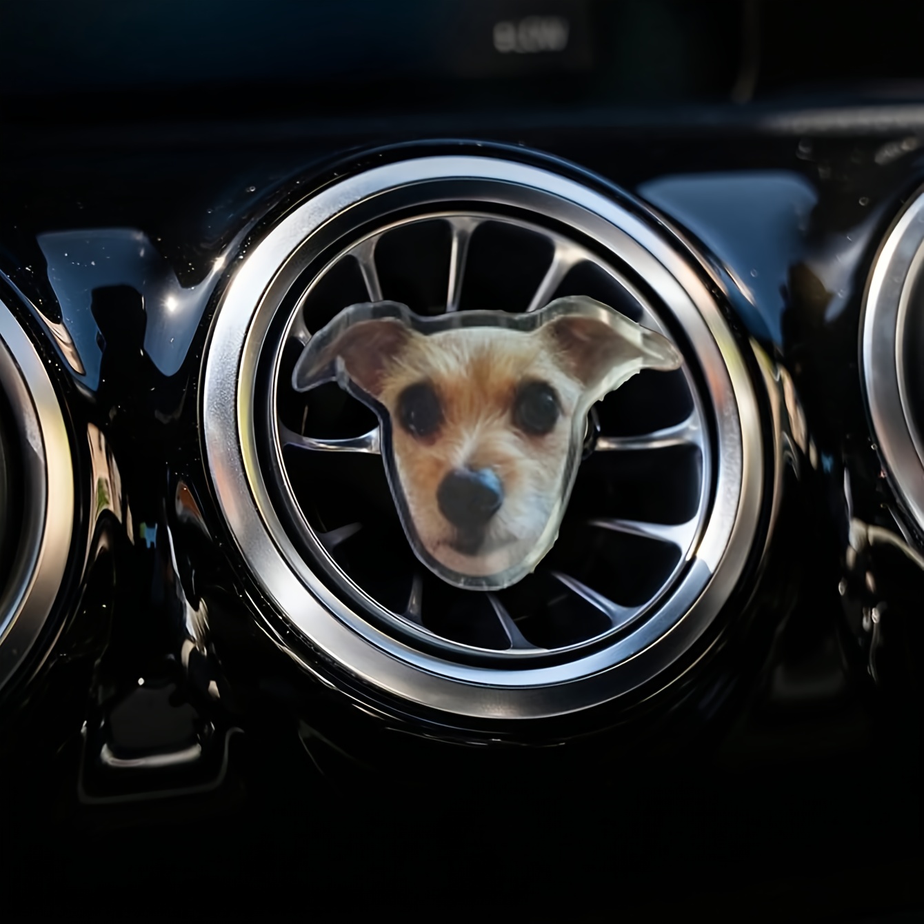 TEMU 1pc Custom Photo Car Vent Clip - Personalized With Your Pet Or Family Pictures, Non-slip Grip, Compatible With Most Vehicles - Unique Vehicle