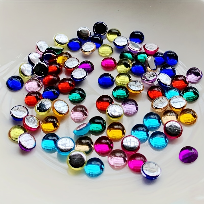 200pcs 6mm Acrylic Round Flat Back Decorative Nail Rhinestones