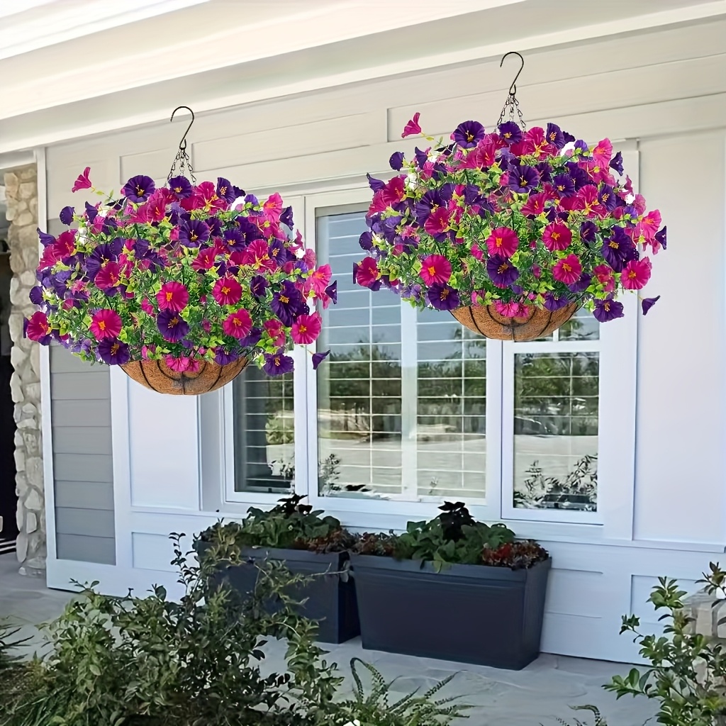 1 set of artificial bougainvillea with coconut fiber basket hanging plant suitable for outdoor porch garden and   occasions   container