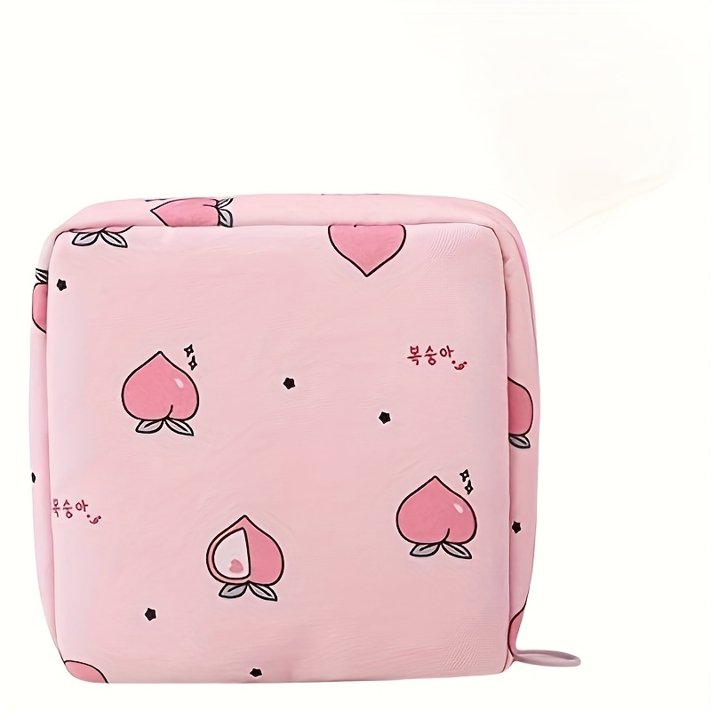 Image of 1pc Cute Cartoon Sanitary Pad Storage Pouch, Large Capacity Menstrual Pad Organizer Bag, Portable Travel Pouch For