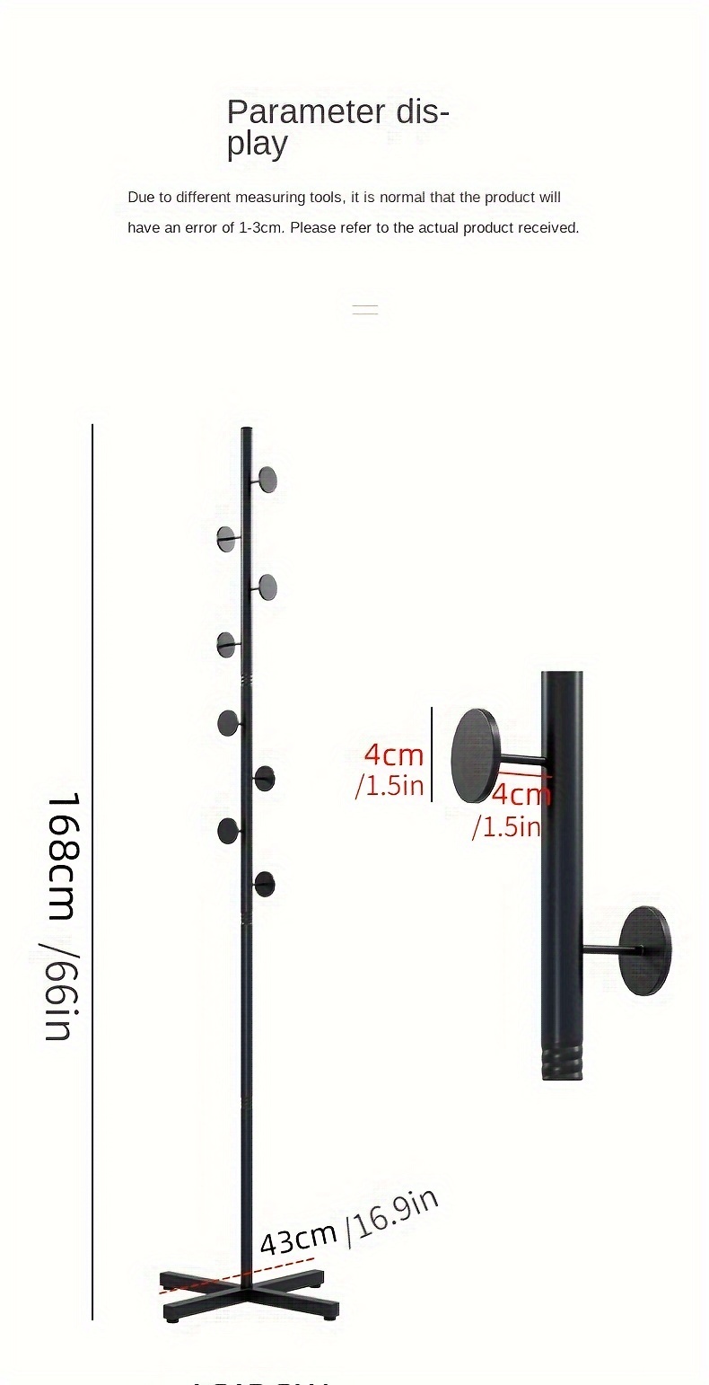 1pc simple modern floor mounted household coat rack living room entry door shelf light luxury hanging clothes rack pillar single rod clothes rack details 7