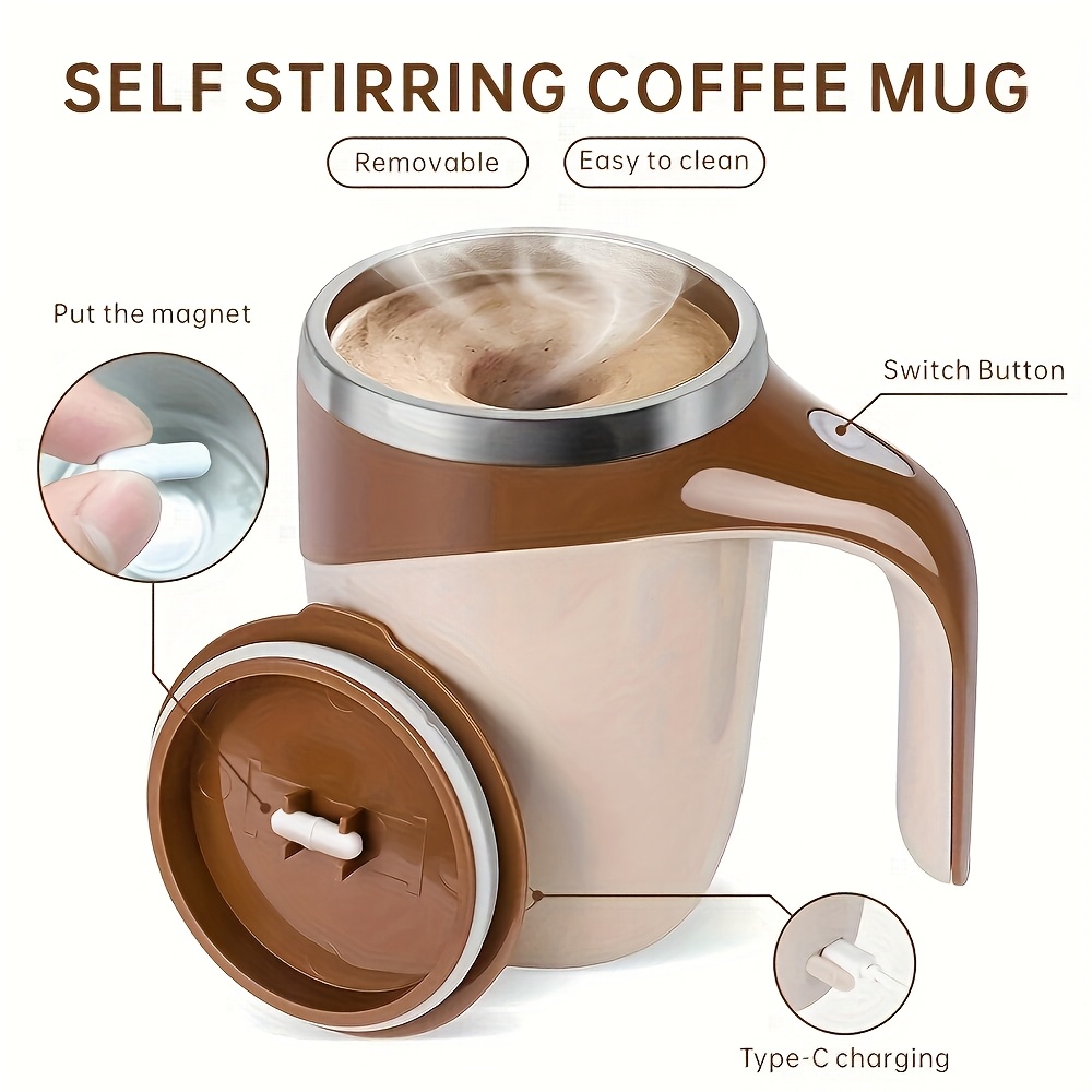 TEMU Rechargeable Automatic Magnetic Self Stirring Coffee Cup, Rotating Home Mixing Cup, Used For Stirring Coffee, Chocolate, Milk, , Etc., Very