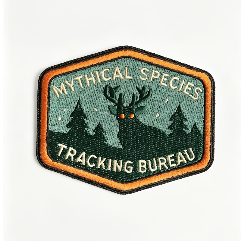 TEMU 1pc Mythical Tracking Bureau / Mysterious Creature Exploration Bureau Embroidered Patch Sticker, Mysterious And Wild News Enthusiast Sticker