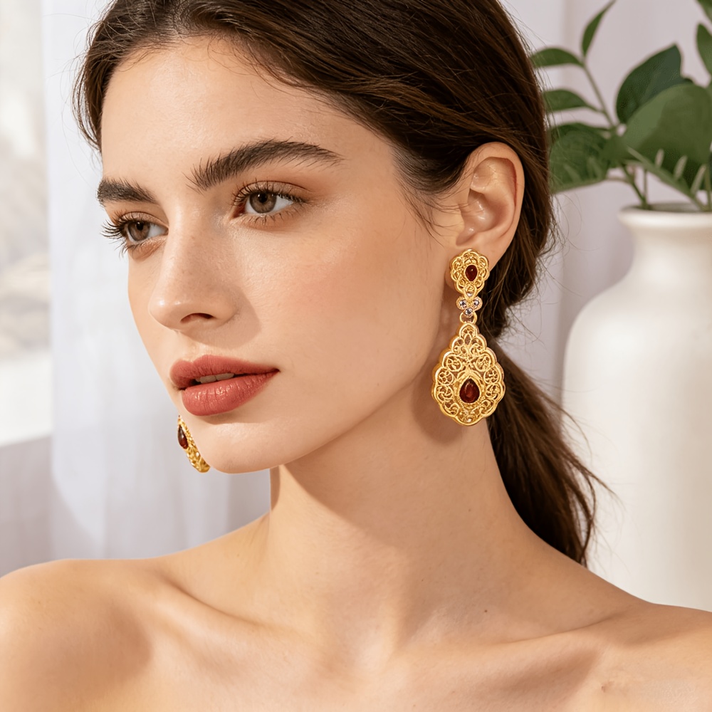Classic Bride Water Drop Shape Earrings, Moroccan Wedding Jewelry