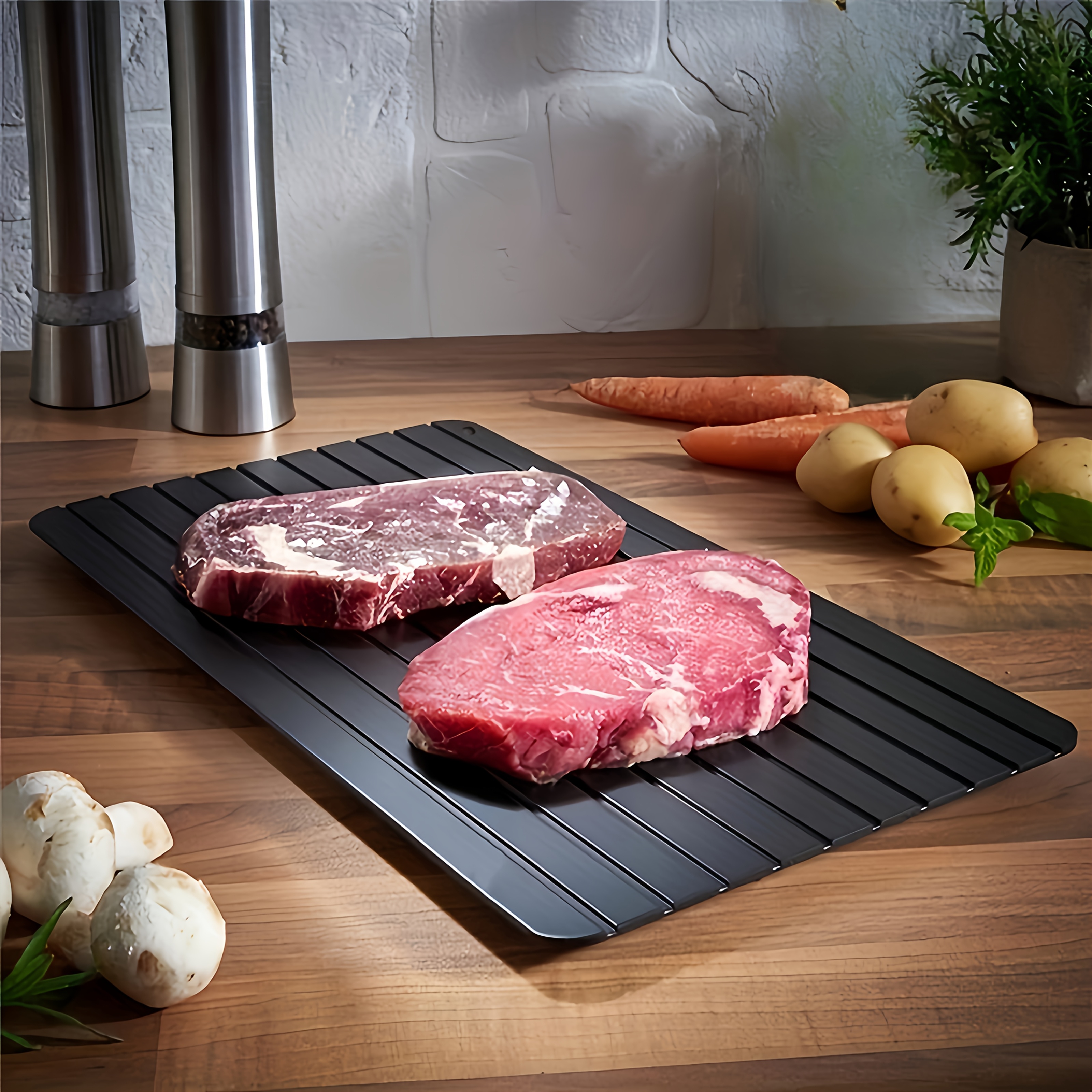 Quick Defrosting Tray for Thawing Frozen Meat and Food, Available in Small, Medium, and Large Sizes