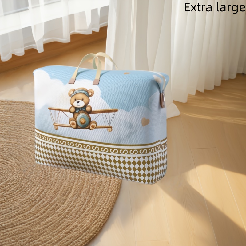 E-shop Extra Große Cartoon-Bär und Flugzeug Umzugstasche – Langlebige, Staubdichte Aufbewahrungslösung für Decken, Kleidung und Spielzeuge – Ideal für