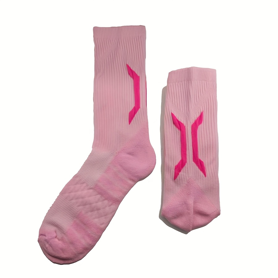 E-shop 1 Paar Damen Sportsocken Handtuchboden Schweißabsorbierende Basketballsocken Mode Profi Sportsocken Laufen Radfahren Mid-Calf Socken