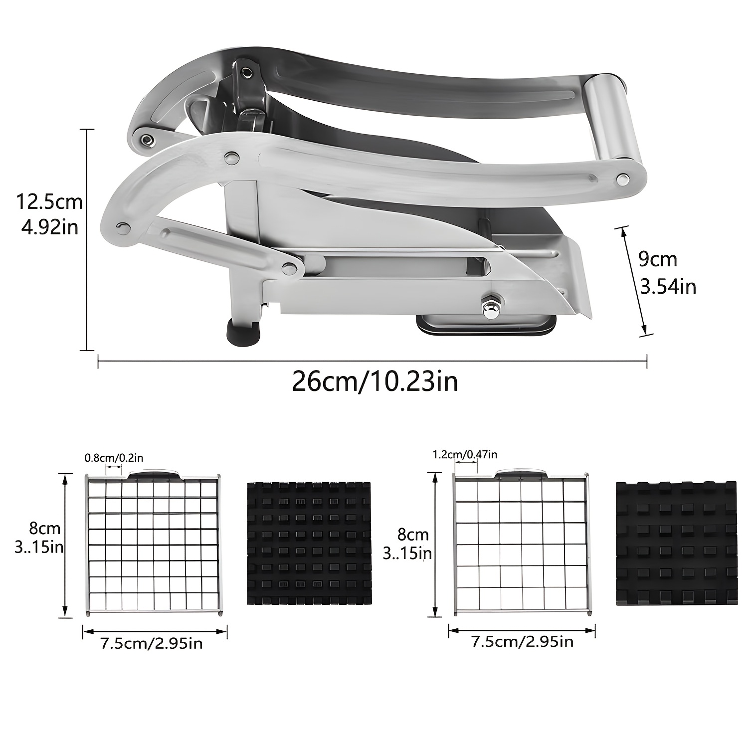 1pc Stainless Steel Potato Slicer - Upgraded, Reinforced Design With Suction Cup Base For - Multifunctional Vegetable & Fruit Cutter For Kitchen And Restaurant