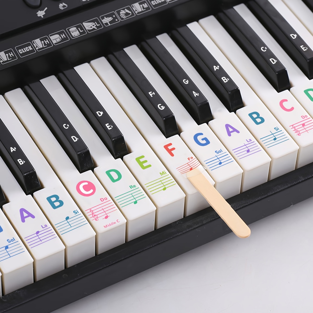 

88/76/61/54/49/37 Keys Keyboard Stickers Transparent Self-adhesive Keyboard Stickers, Electronic Organ Stickers Set With Staff Notation And Note Colorful Intonation Stickers