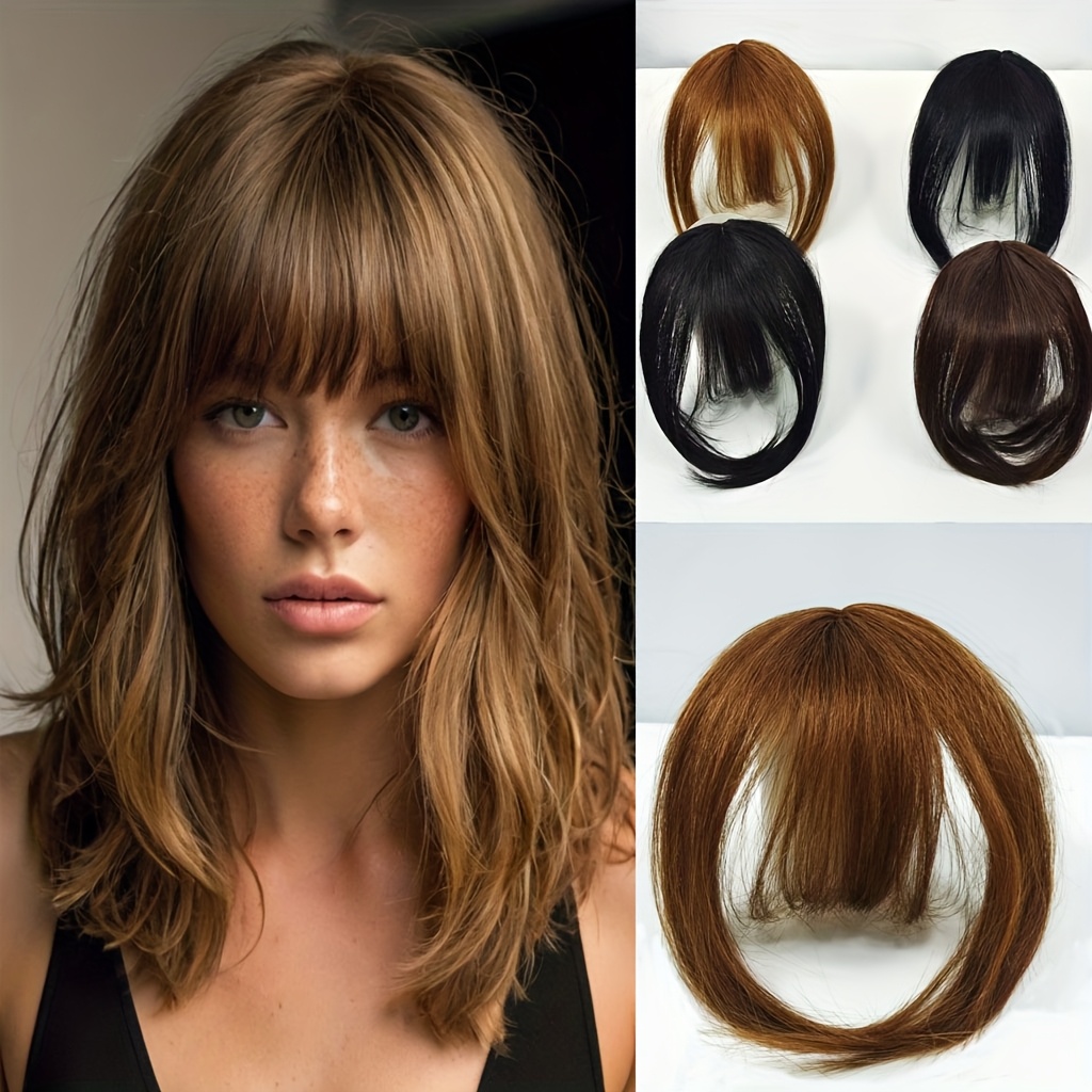 clip in bangs 100 human hair fringe clip on  l hair extensions daily party fringe french clip in thick   full bangs details 1