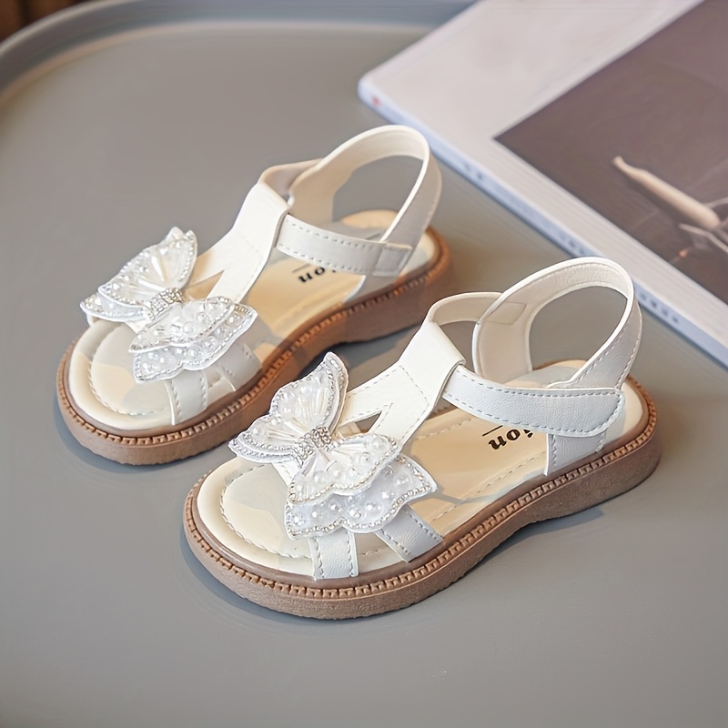 Sandalias de princesa para niñas, sandalias casuales de punta  transpirables con de de goma, correas ajustables,