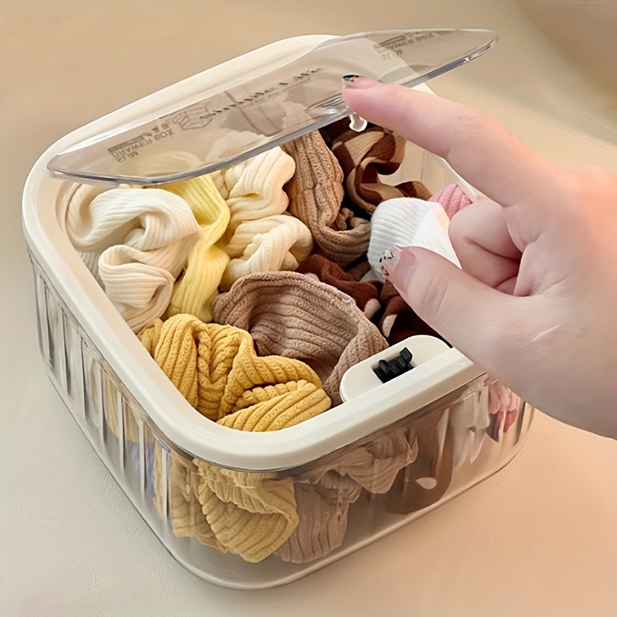 Organizer A Doppio Strato Per Accessori Capelli E Gioielli – Scatola Portatile Con Coperchio, In Plastica Beige, Salvaspazio