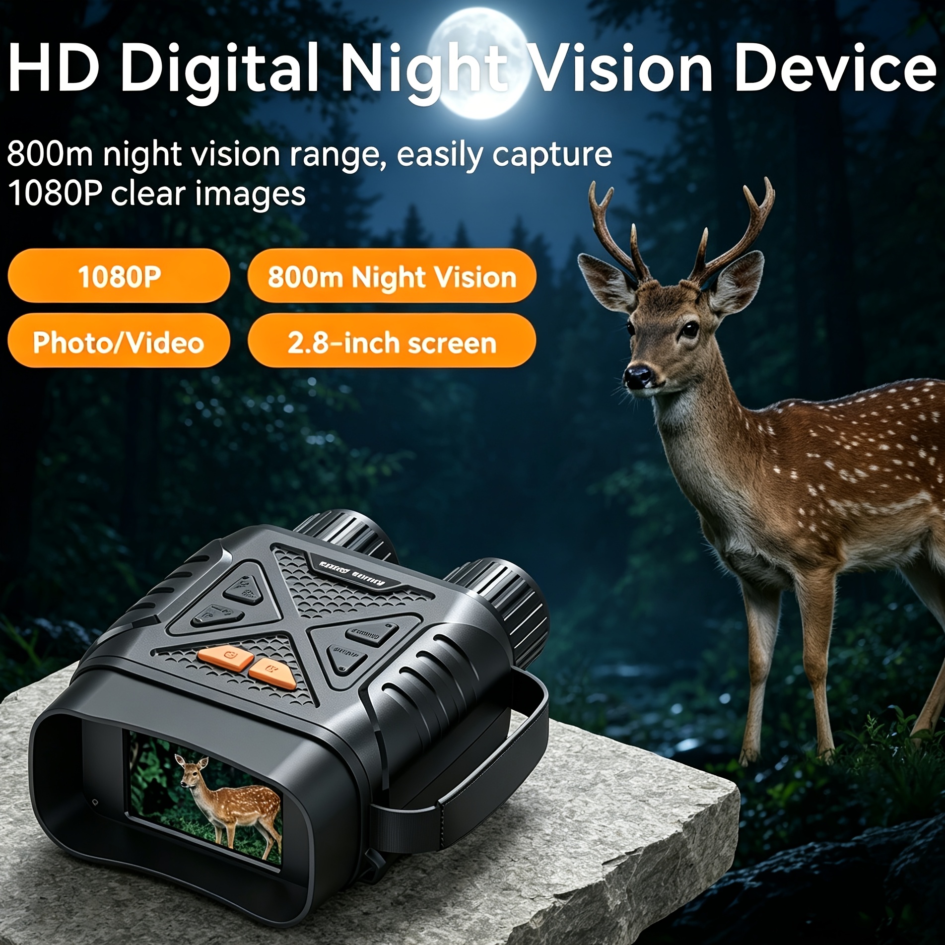 Image of Full Dark 800- Viewing, 7-level Infrared Night Vision Device, 4k Ultra Hd Digital Night Vision Binoculars, Built-in 2000mah Battery, 10x Zoom, 7-level Night Vision Adjustment