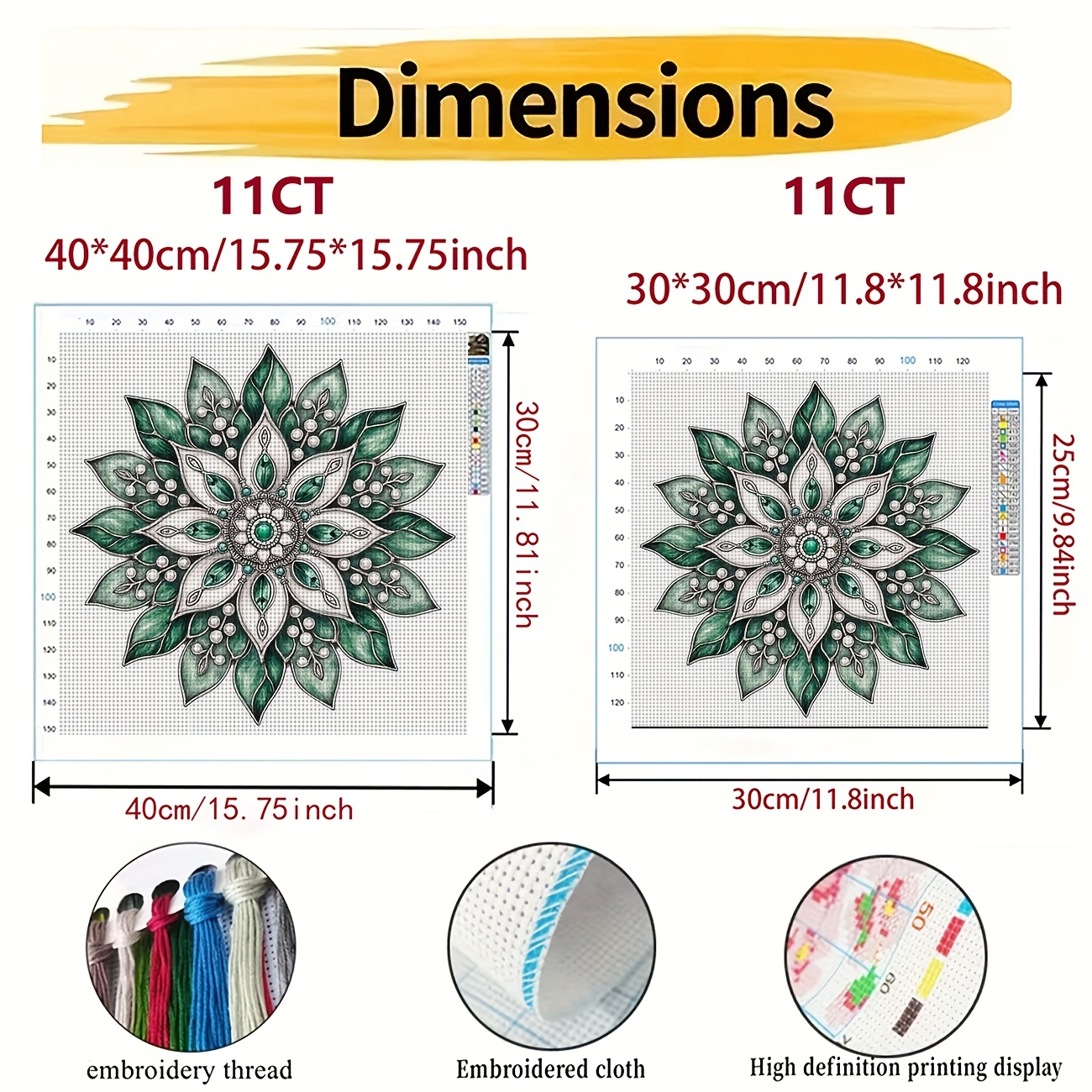 Printed Cross Stitch Kit with Decorative Floral Pattern