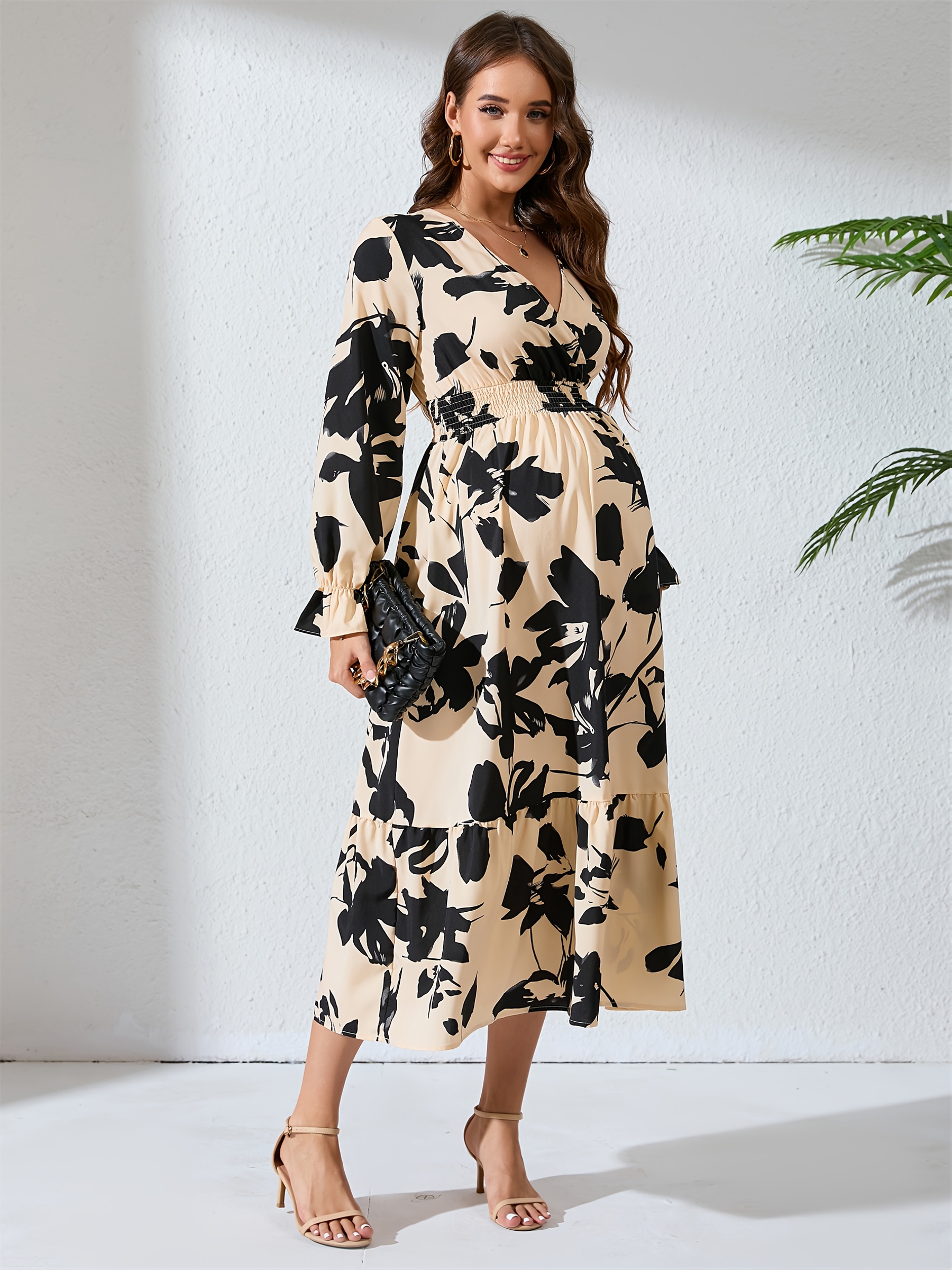 winter maternity dress Elegant and Cute Round Neck Wholesale Wool blend maternity Winter Maternity Shoot Gowns Gown