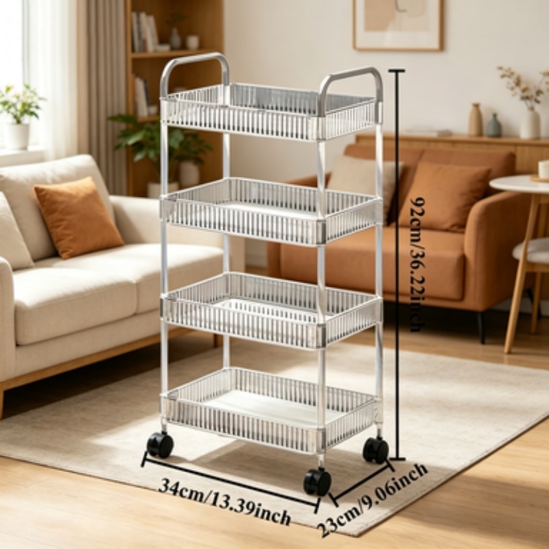 multifunctional movable storage cart acrylic transparent   casters universal for kitchen bathroom bedroom and office Product details 0